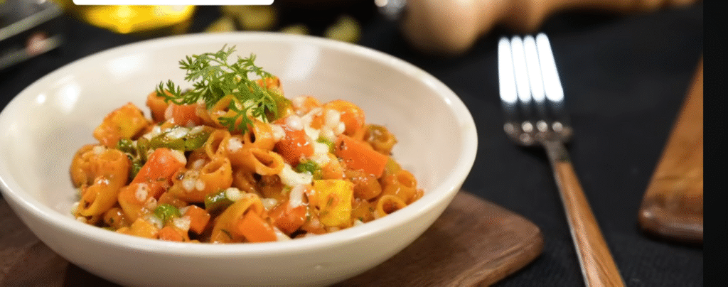 Cheesy Masala Macaroni Pasta